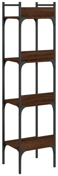 4 szintes barna tölgy szerelt fa könyvespolc 35 x 30 x 138,5 cm