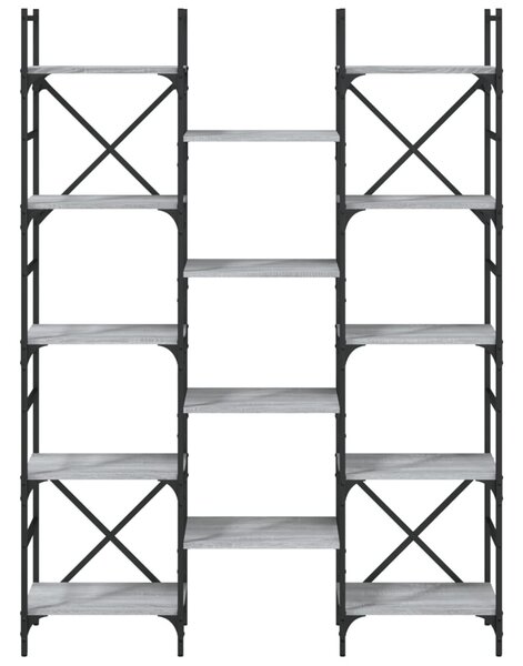 Szürke sonoma színű szerelt fa könyvespolc 127,5x28,5x172,5 cm