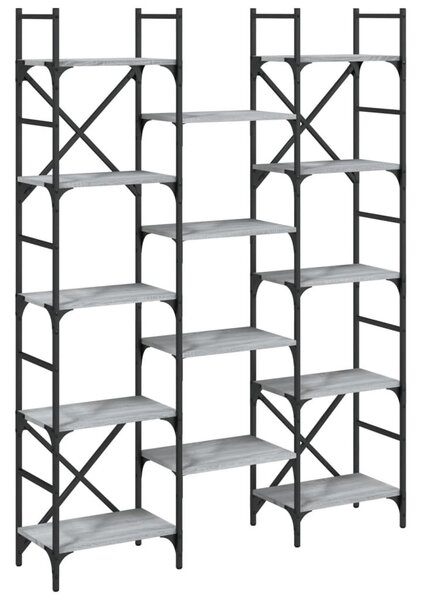 Szürke sonoma színű szerelt fa könyvespolc 127,5x28,5x172,5 cm