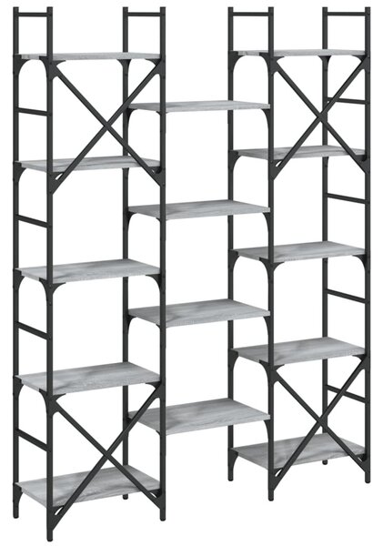 Szürke sonoma színű szerelt fa könyvespolc 127,5x28,5x172,5 cm