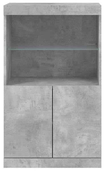 Betonszürke tálalószekrény LED-világítással 60,5 x 37 x 100 cm