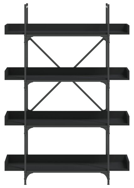 4-szintes fekete szerelt fa könyvespolc 100 x 33 x 145,5 cm