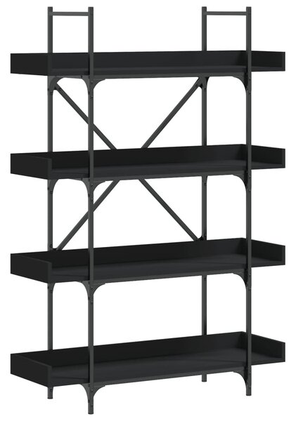 4-szintes fekete szerelt fa könyvespolc 100 x 33 x 145,5 cm