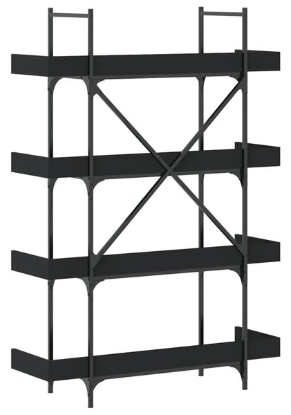 4-szintes fekete szerelt fa könyvespolc 100 x 33 x 145,5 cm