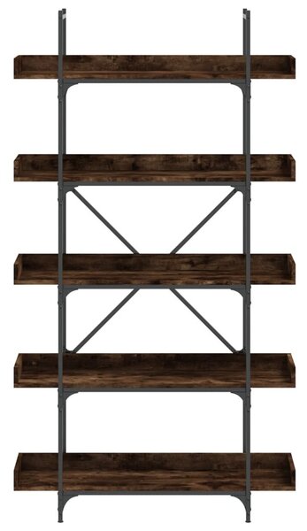 5-szintes füstös tölgy szerelt fa könyvespolc 100x33x180,5 cm