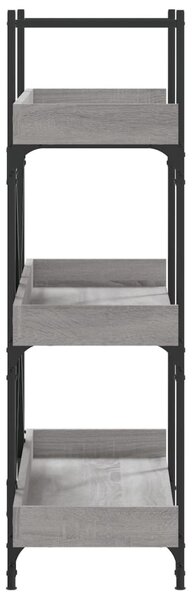 3-szintes szürke sonoma szerelt fa könyvespolc 100x33x108,5 cm