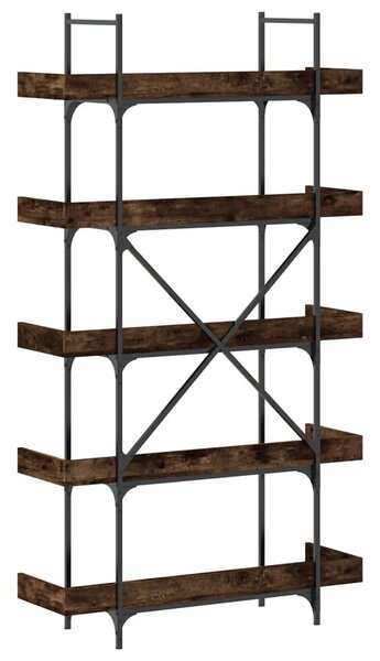 5-szintes füstös tölgy szerelt fa könyvespolc 100x33x180,5 cm