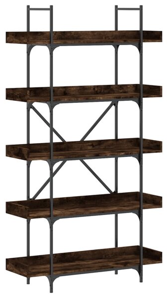 5-szintes füstös tölgy szerelt fa könyvespolc 100x33x180,5 cm
