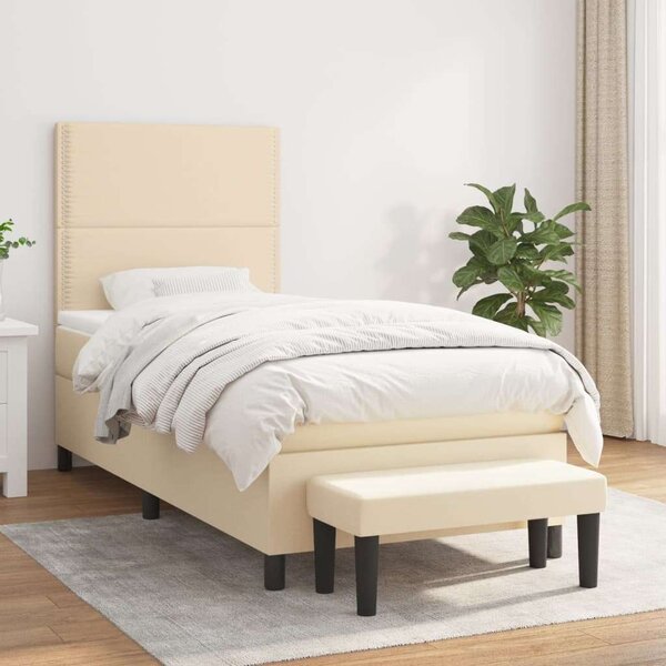 VidaXL krémszínű szövet rugós ágy matraccal 100 x 200 cm