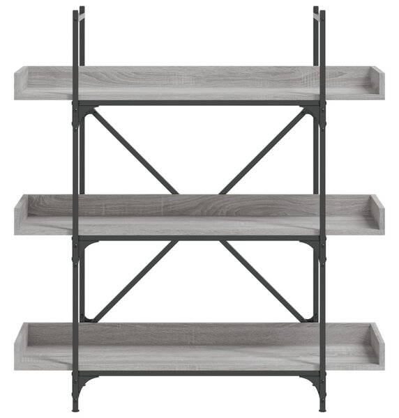 3-szintes szürke sonoma szerelt fa könyvespolc 100x33x108,5 cm