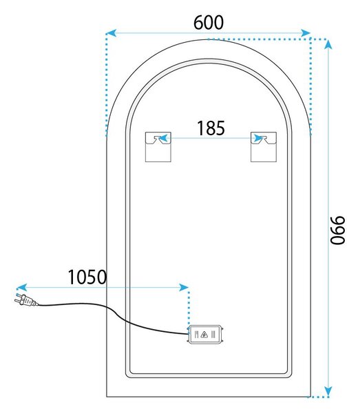 LED Tükör 90x60cm TOP-1