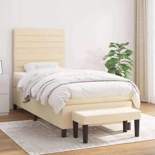 VidaXL Krémszínű Ágy 90x190 cm - Zsebrugós Matraccal és Lábzsámmal