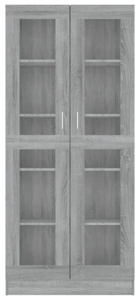 Szürke sonoma szerelt fa vitrinszekrény 82,5x30,5x185 cm