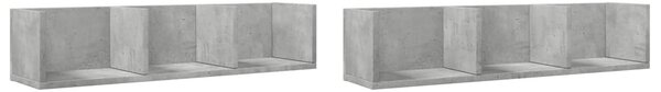 2 db betonszürke szerelt fa faliszekrény 75x18x16,5 cm