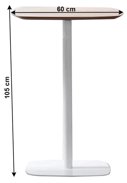 KONDELA Bárasztal, tölgy/fehér, MDF/fém, átmérő 60 cm, HARLOV