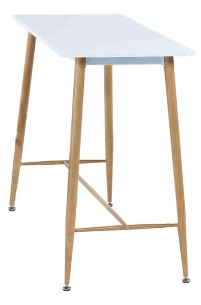 KONDELA Bárasztal, fehér/bükk, MDF/fém, 110x50 cm, DORTON