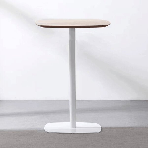 KONDELA Bárasztal, tölgy/fehér, MDF/fém, átmérő 60 cm, HARLOV