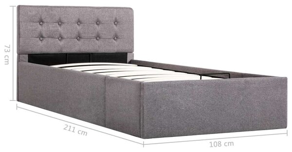 VidaXL tópszínű szövet ágykeret hidraulikus tárolóval 100 x 200 cm