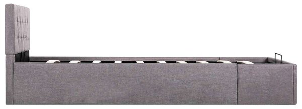 VidaXL tópszínű szövet ágykeret hidraulikus tárolóval 100 x 200 cm