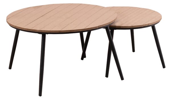 KONDELA Kerti asztal készlet 2 db, természetes/fekete, NADRY