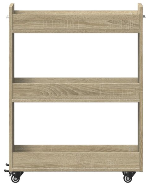 Sonoma tölgy színű szerelt fa szekrény kerekekkel 60x22x79 cm
