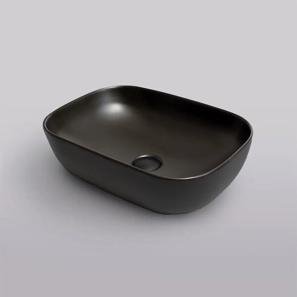 Eros SMILE 3 - PULTRA ültethető - Top Counter - porcelán mosdó - MATT FEKETE - 46,5 x 32,5 x 13 cm