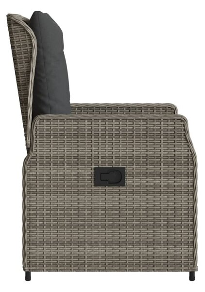 2 db szürke polyrattan dönthető kerti szék