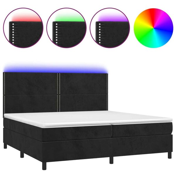 VidaXL - Bársony Ágy - LED-es - 200x200 cm