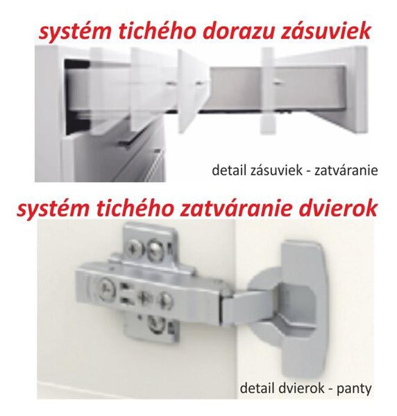 KONDELA Konyhabútor, sonoma tölgy/fehér magasfényű HG, LINE NEW