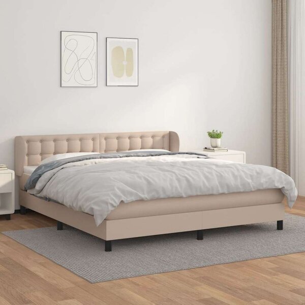 VidaXL cappuccino színű műbőr rugós ágy matraccal 160 x 200 cm