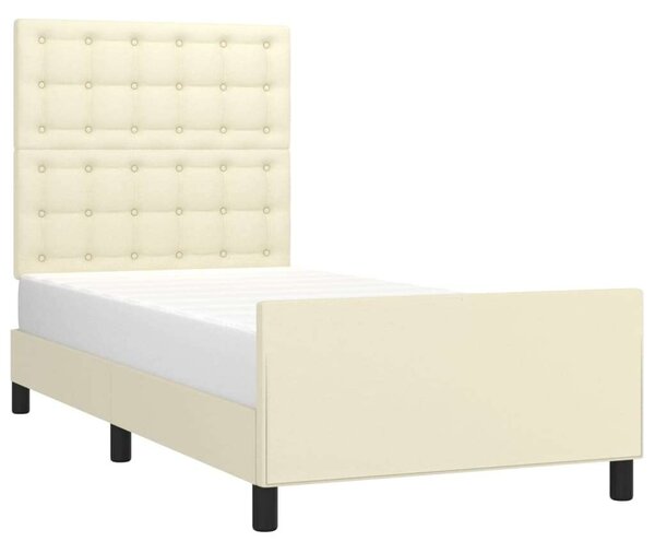 VidaXL krémszínű műbőr ágykeret fejtámlával 80 x 200 cm