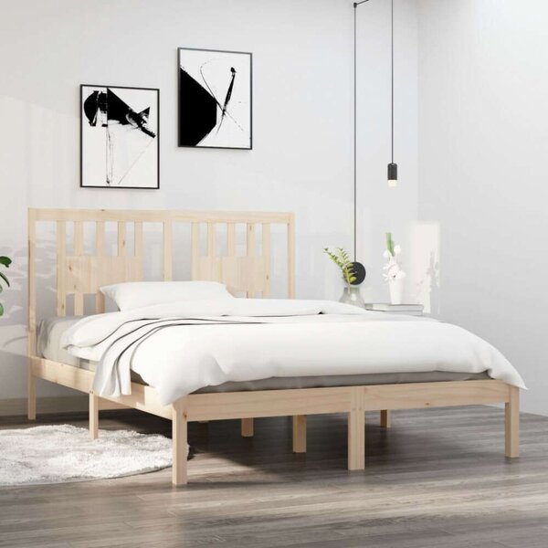 VidaXL Tömör Fenyőfa Ágykeret - 135x190 cm