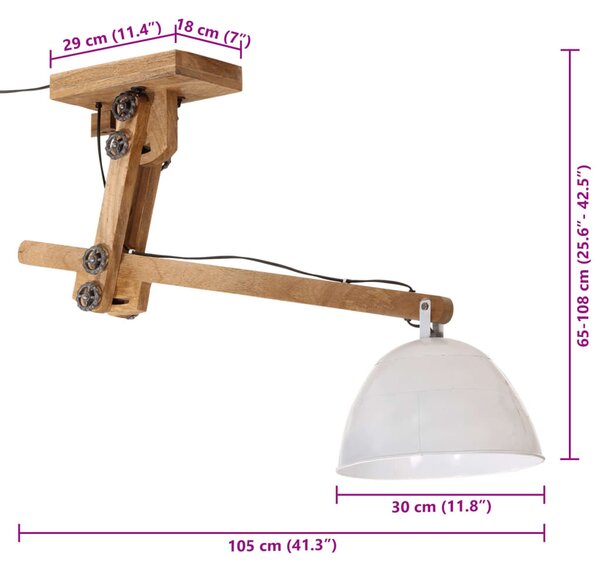 Fehér mennyezeti lámpa 25 W 105x30x65-108 cm E27