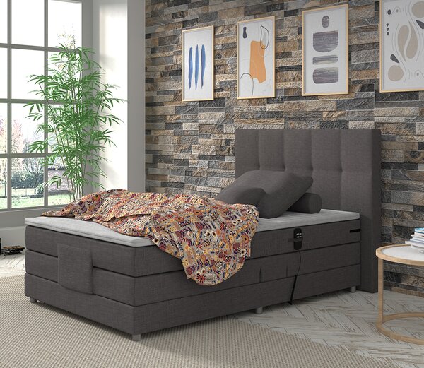 KONDELA Elektromos állítható ágy, boxspring, szürke, 120x200, MURKO NEW