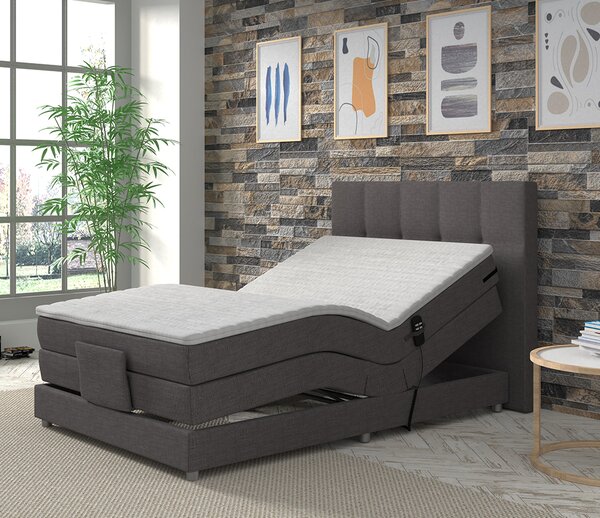 KONDELA Elektromos állítható ágy, boxspring, szürke, 120x200, MURKO NEW