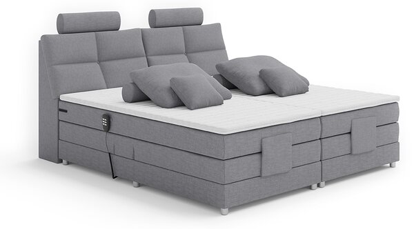 KONDELA Elektromos állítható ágy, boxspring, szürke, 180x200, POLERMA NEW