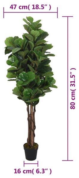 Zöld mű-lantlevelűfikusz 96 levél 80 cm