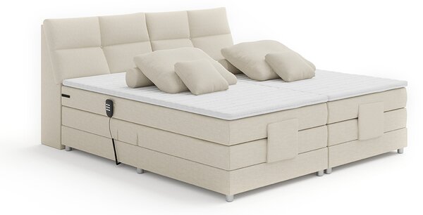 KONDELA Elektromos állítható ágy, boxspring, bézs, 160x200, GERONA NEW