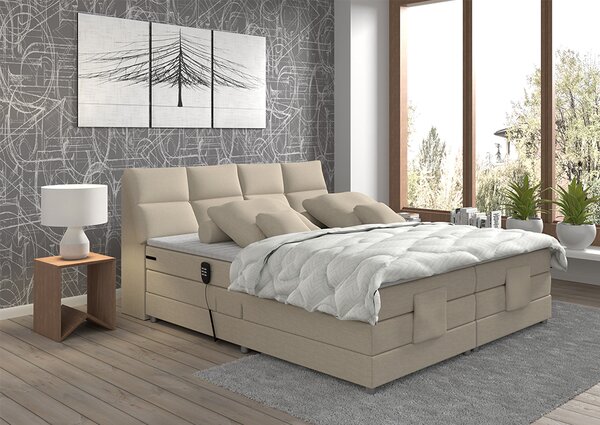 KONDELA Elektromos állítható ágy, boxspring, bézs, 160x200, GERONA NEW