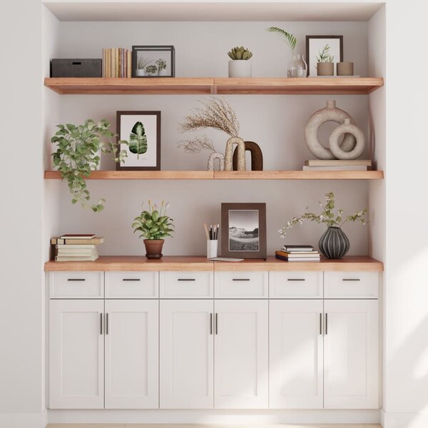 Világosbarna kezelt tömör tölgyfa fali polc 180 x 50 x (2-4) cm