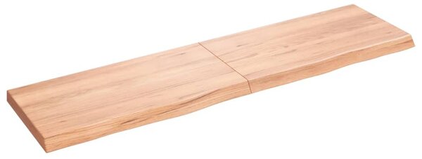 Világosbarna kezelt tömör tölgyfa fali polc 120x30x(2-4) cm
