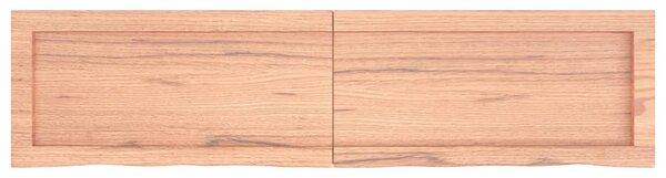 Világosbarna kezelt tömör tölgyfa fali polc 120x30x(2-4) cm
