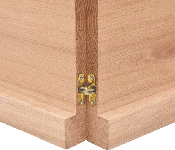Világosbarna kezelt tömör tölgyfa fali polc 120x30x(2-4) cm