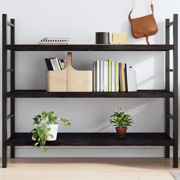 Sötétbarna kezelt tömör tölgyfa fali polc 140 x 60 x (2-4) cm