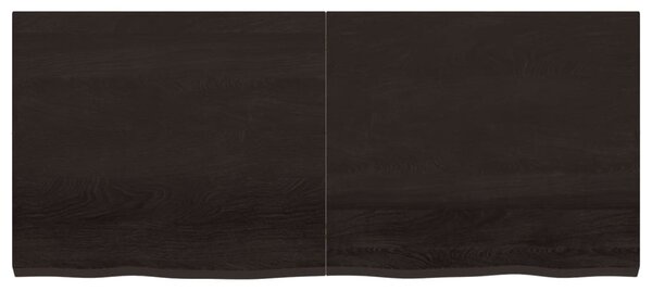 Sötétbarna kezelt tömör tölgyfa fali polc 140 x 60 x (2-4) cm
