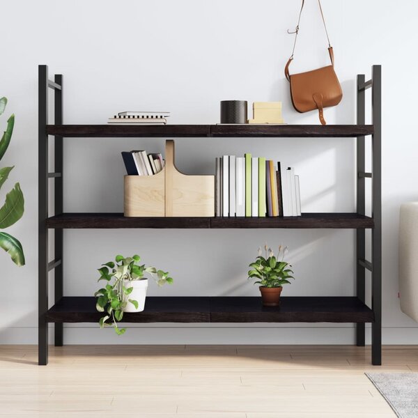 Sötétbarna kezelt tömör tölgyfa fali polc 140 x 60 x (2-4) cm
