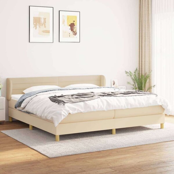 VidaXL Krémszínű Szövet Ágy Matraccal - 200x200 cm