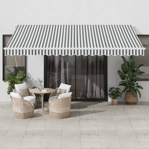 VidaXL antracitszürke-fehér kézzel kihúzható napellenző 450 x 300 cm