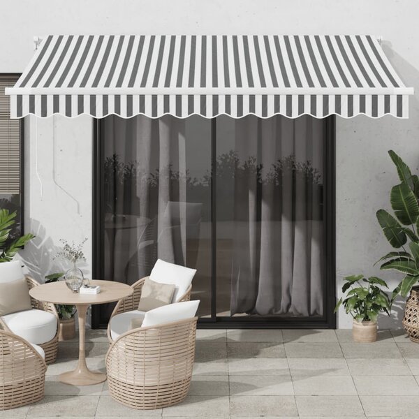 VidaXL antracitszürke-fehér kézzel kihúzható napellenző 350 x 250 cm