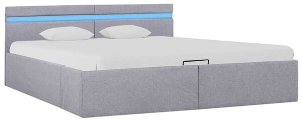 VidaXL világosszürke szövet LED-es ágy hidraulikus tárolóval 180x200cm